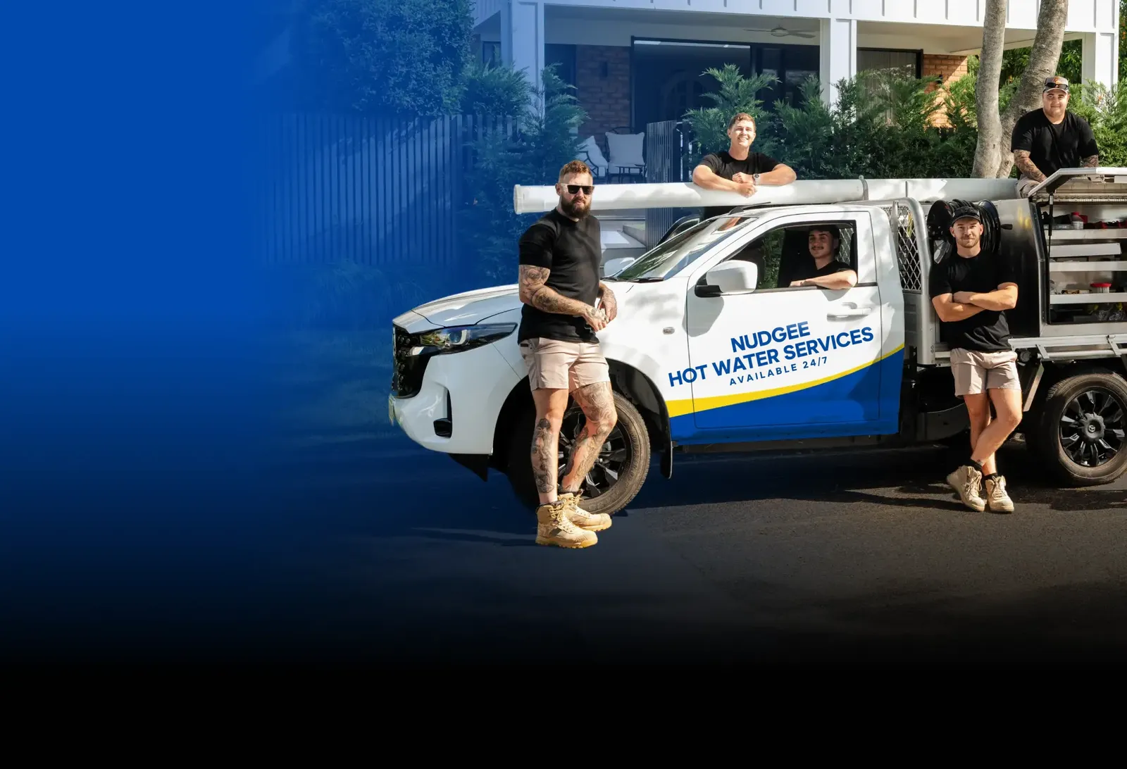 Nudgee Hot Water Services team with the ute